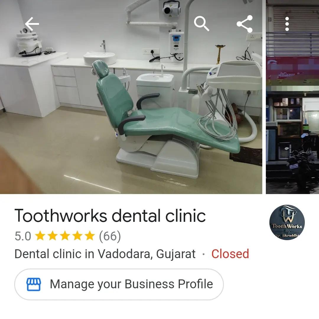 Clinic signage photo of ToothWorks Dental Clinic - Photo 1 at vadodara 390015